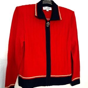 Vintage Signature St. John Santana Knit Zip Up Sweater Jacket
